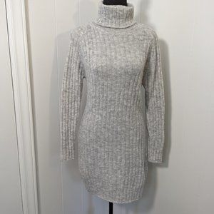 Grey Turtleneck Sweater Dress